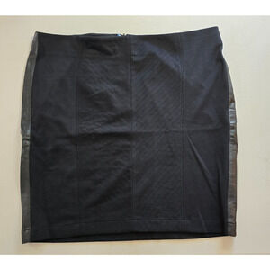 Lane Bryant Pencil Skirt Women's 24 Black Bodycon Knee Button Zip Close Stretch
